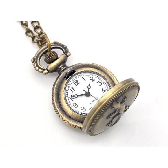 Lizard Pendant Watch - Mini Pocket Watch Vintage Look Gecko Iguana Necklace - Picture 7 of 10
